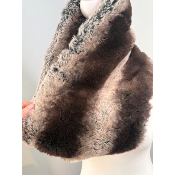 Badgley Mischka Faux Fur Snood Infinity Scarf Neutral Brown - Picture 2 of 5